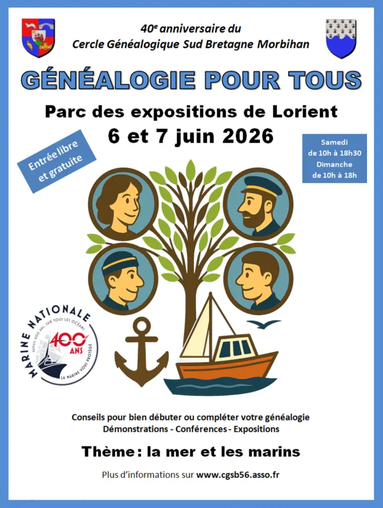Affiche 40 ans Cercle Généalogique Sud Bretagne Morbihan
